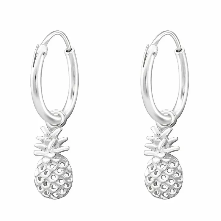 10 mm ananas creoler örhängen i silver - Little Ones