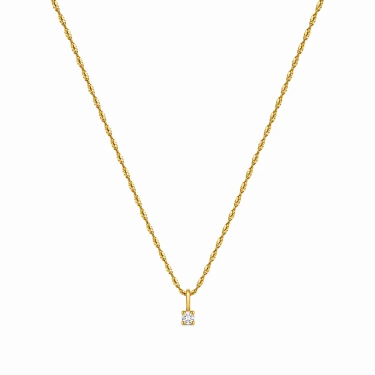 lab grown diamant hängen med halskedja i 925 carat förgyllt silver 0,035 ct