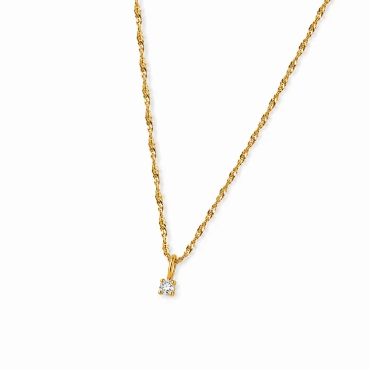 lab grown diamant hängen med halskedja i 925 carat förgyllt silver 0,035 ct