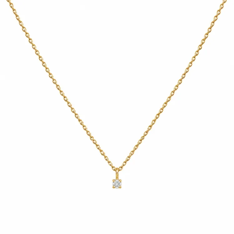 lab grown diamant hängen med halskedja i 925 carat förgyllt silver 0,062 ct