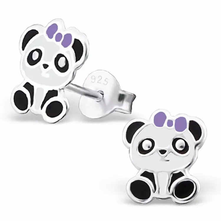 panda örhängen i silver - Little Ones