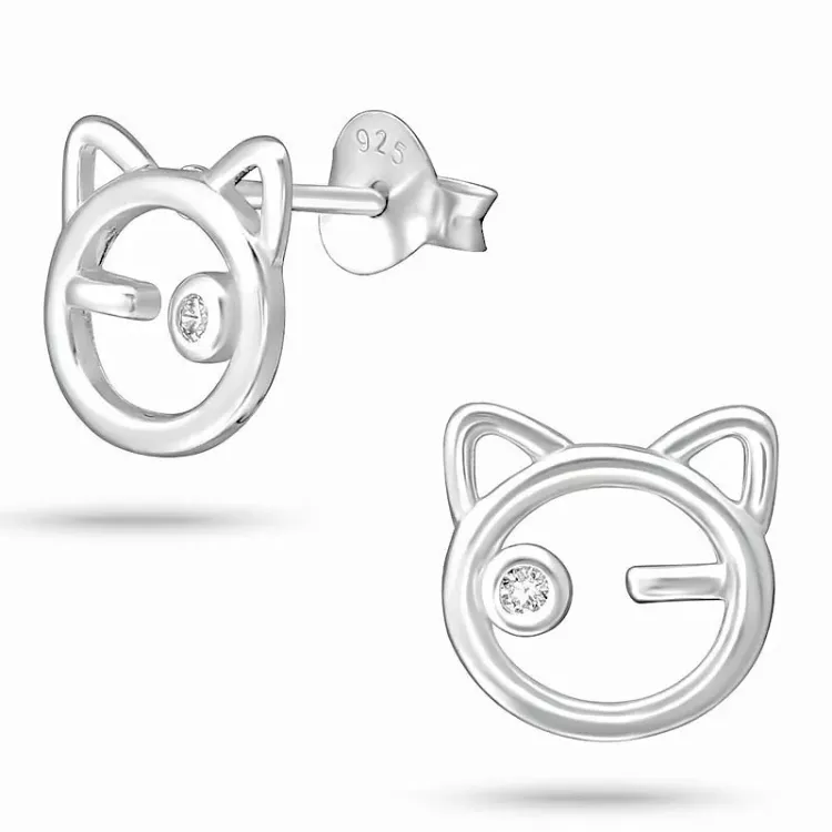 Katter örhängestift i silver