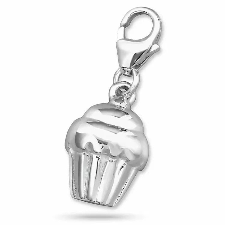 Elegant cup cake charm i silver