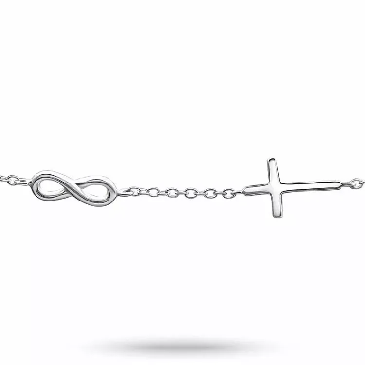 Infinity kors armband i silver med hängen i silver