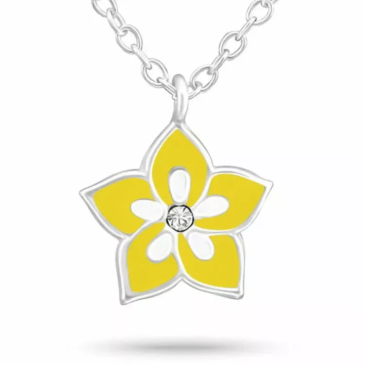 blommor halsband i silver med blommaberlock i silver