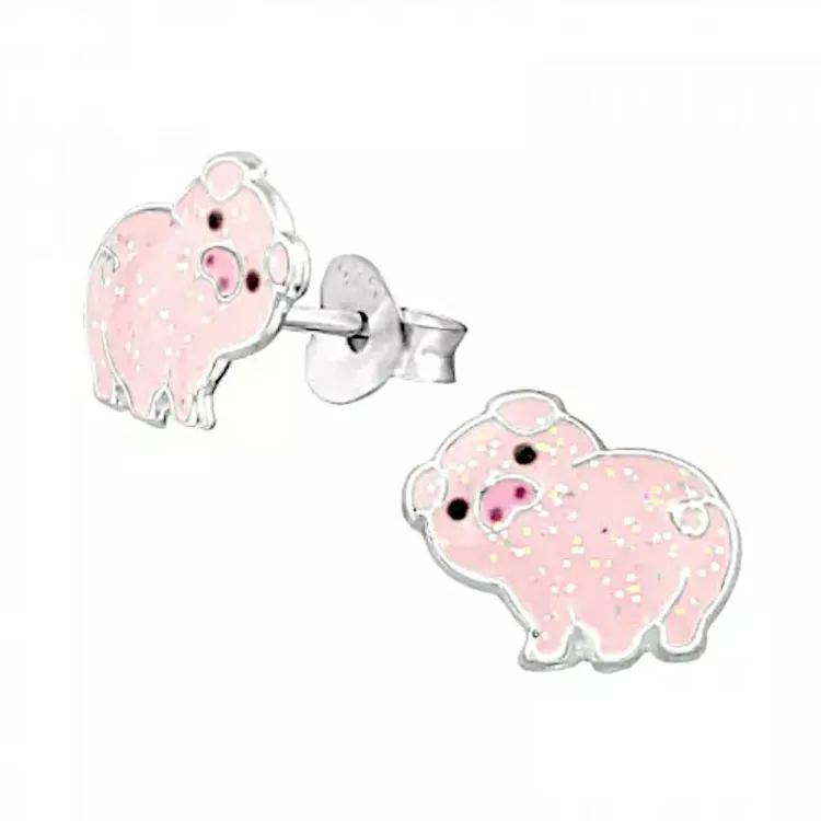 gris rosa örhängestift i silver - Little Ones