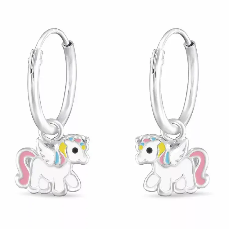 12 mm hästar creol i silver - Little Ones