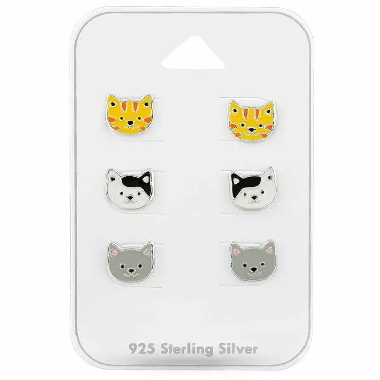 katter örhängen för barn i silver - Little Ones