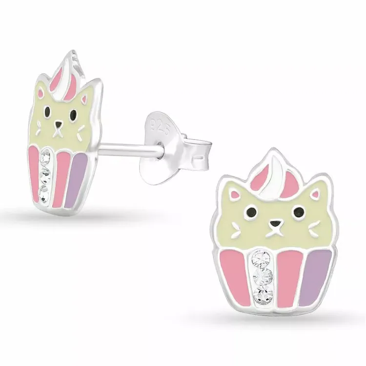 katter örhängen för barn i silver - Little Ones