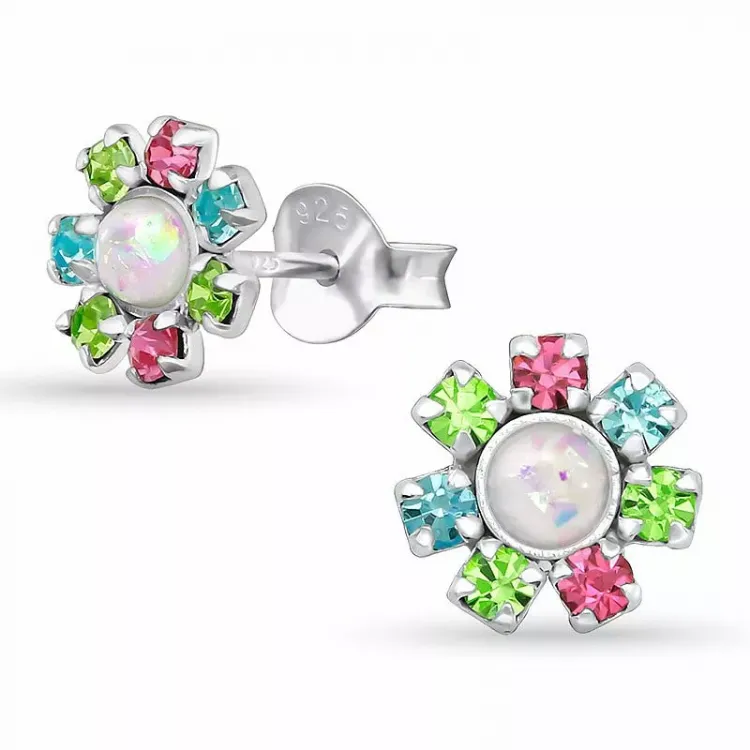 blommor örhängestift i silver