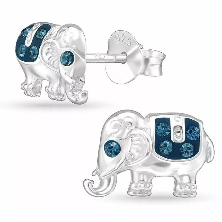 elefant kristal örhängestift i silver - Little Ones