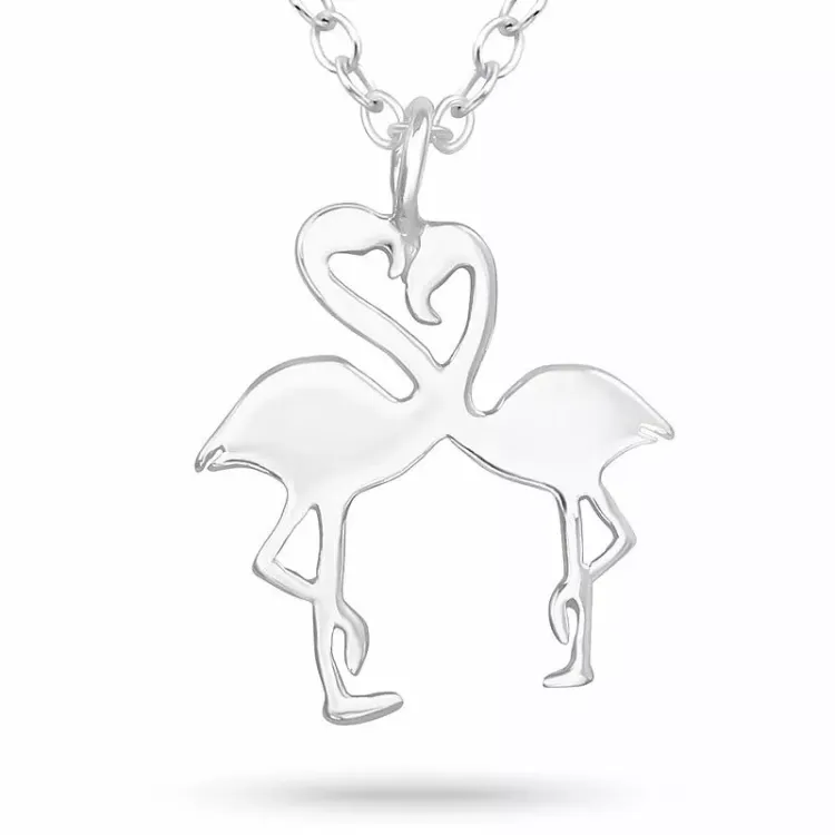flamingo halsband i silver med hängen i silver - Little Ones