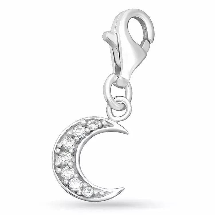Måne zirkon charms i silver