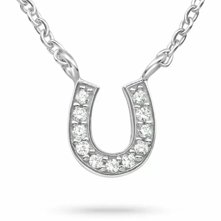 Hästsko zirkon halsband i silver med hängen i silver