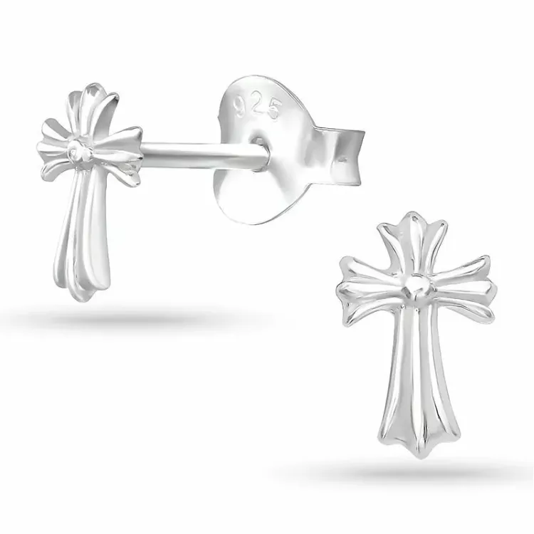 kors örhängestift i silver