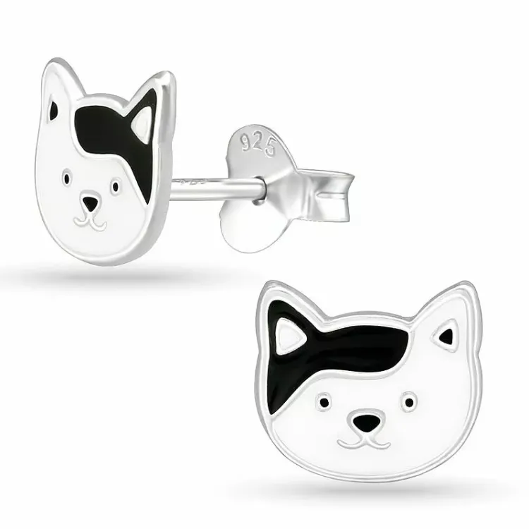 katter örhängen för barn i silver - Little Ones