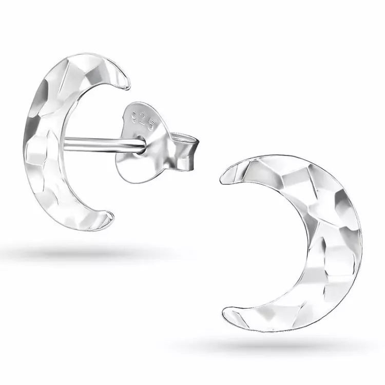 måne örhängestift i silver - Little Ones