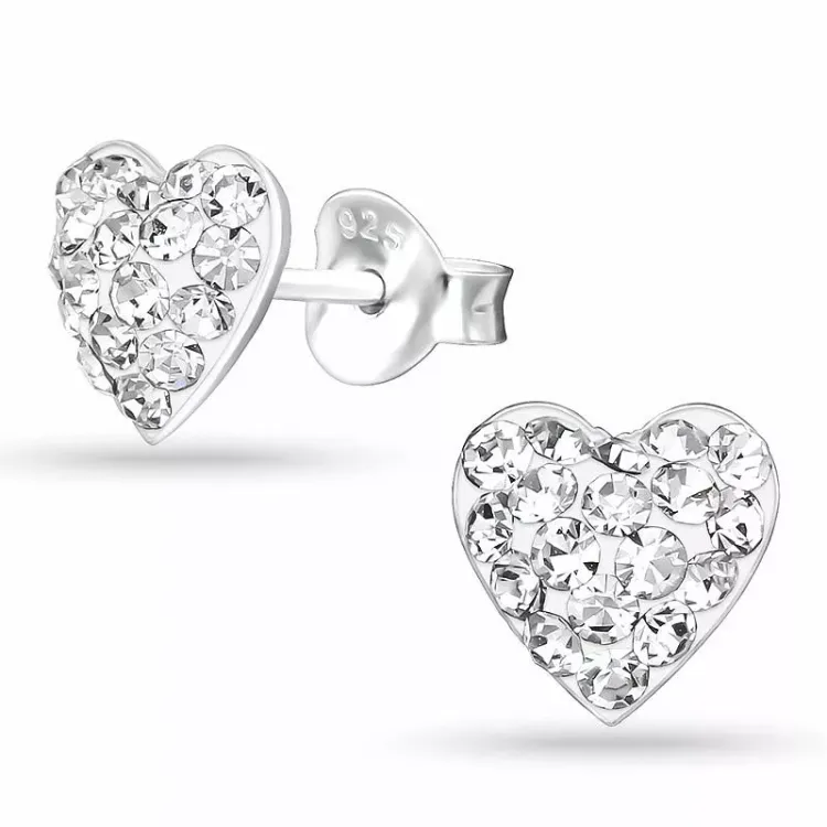 hjärta kristal örhängestift i silver - Little Ones