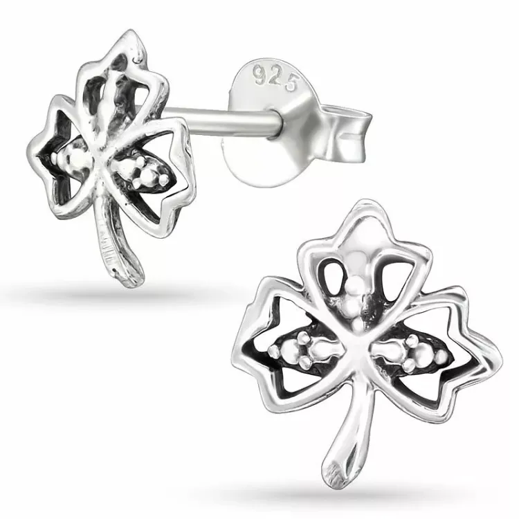 blad örhängestift i silver