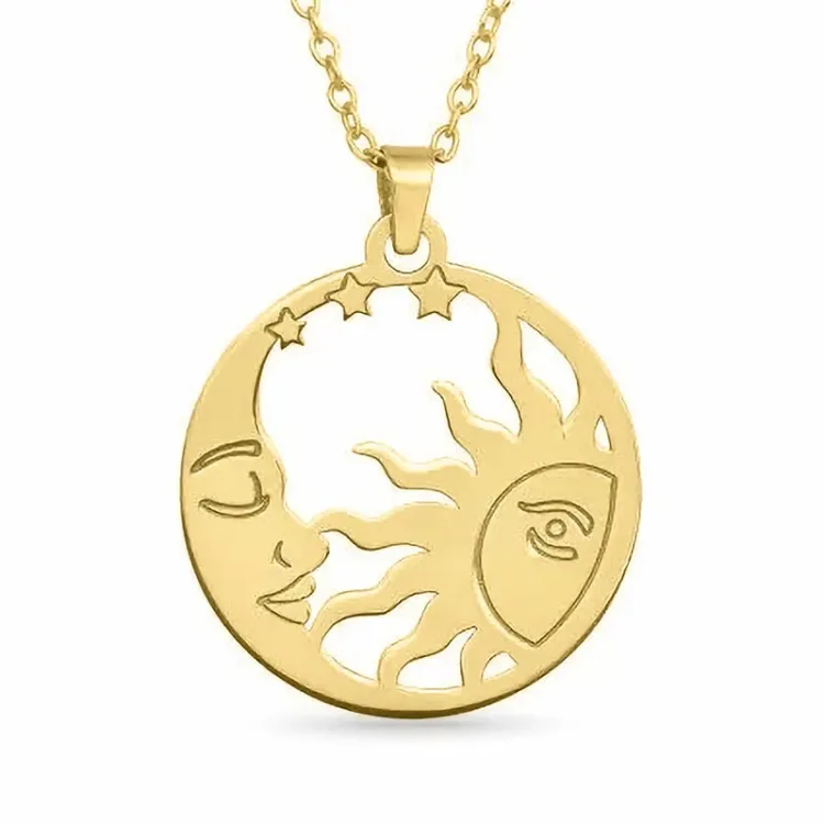 måne och sol halsband i förgyllt silver med hängen i förgyllt silver - Little Ones