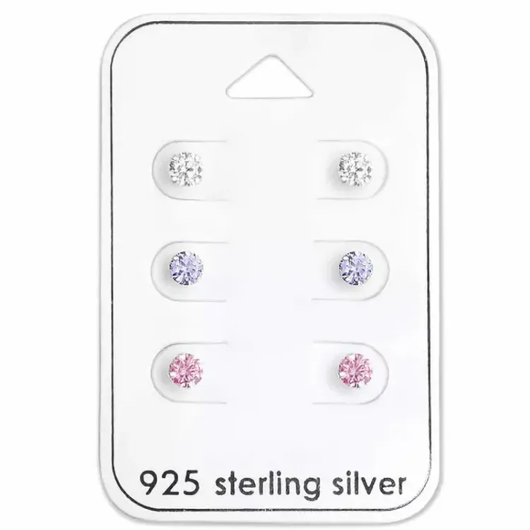 4 mm zirkon örhängestift i silver