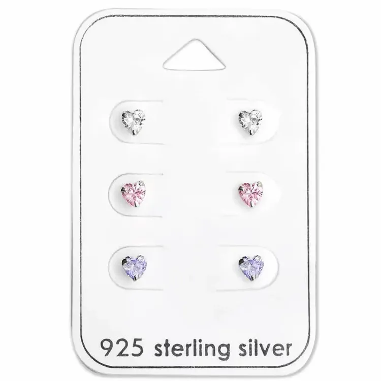 4 mm hjärtan zirkon örhängestift i silver - Little Ones