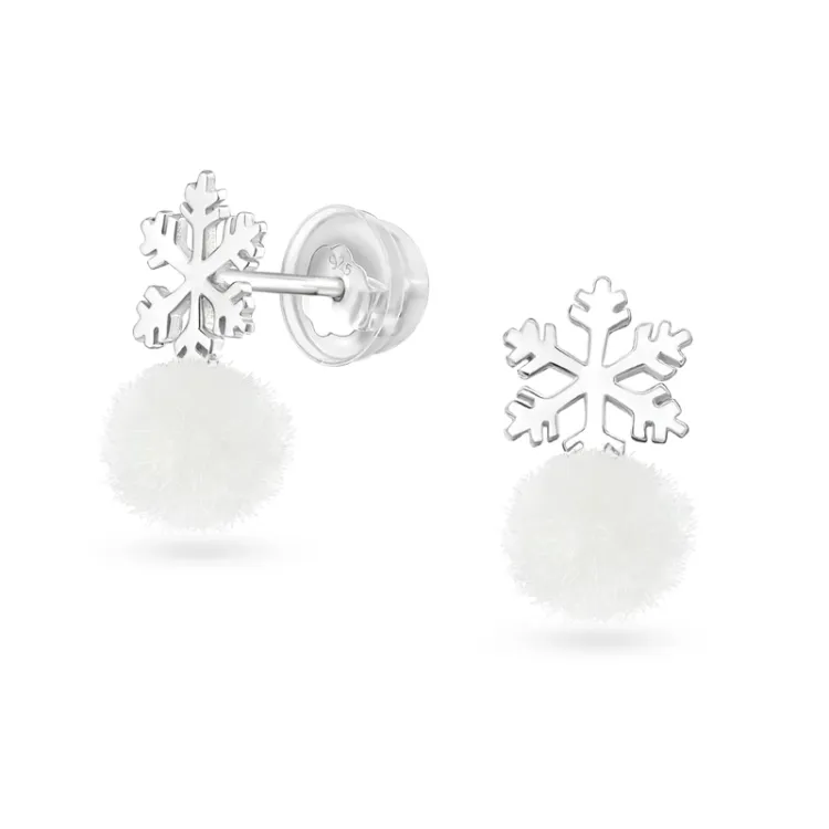 långa snöflinga örhängen i silver - Little Ones
