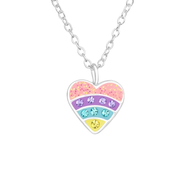 hjärta kristal halsband i silver med hängen i silver - Little Ones