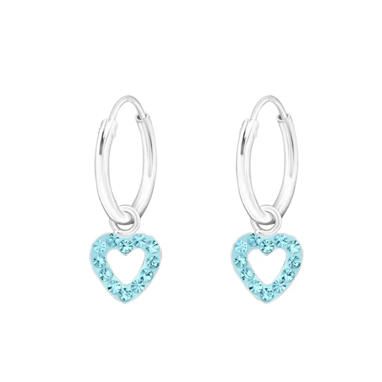 12 mm hjärta kristal creol i silver - Little Ones