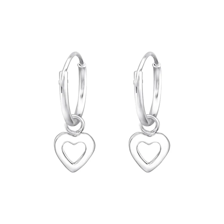 12 mm hjärta creol i silver - Little Ones