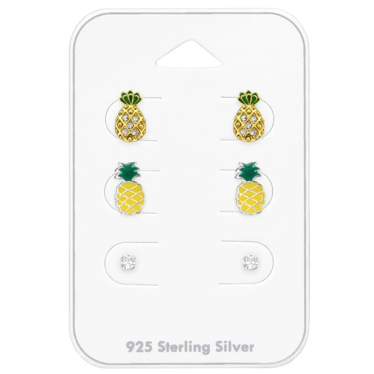 ananas zirkon örhängestift i silver - Little Ones