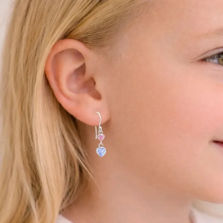långa hjärta örhängen i silver - Little Ones