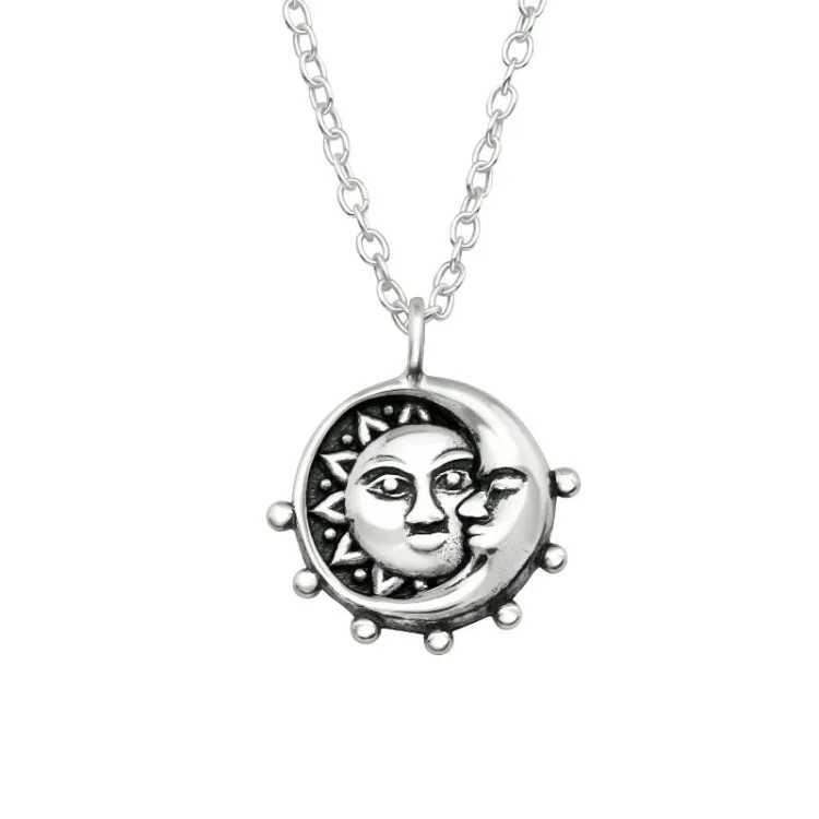 måne och sol halskedja med berlocker i oxiderat sterlingsilver - Little Ones