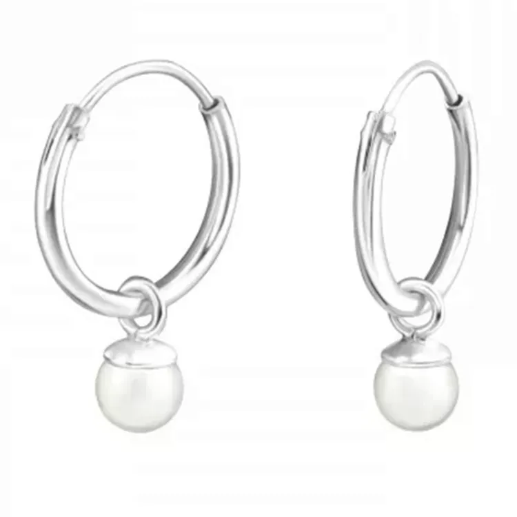 12 mm pärla creol i silver - Little Ones