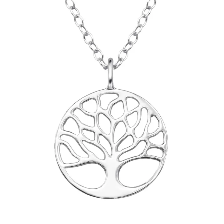 12 mm livets träd halsband i silver - Pure Nature