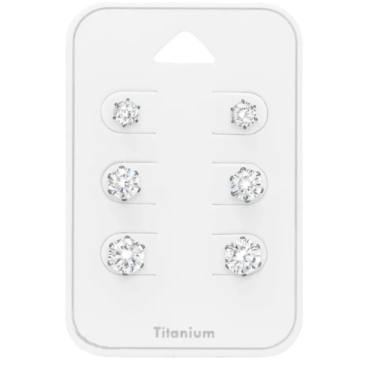4 x 5 x 6 mm vit zirkon örhängestift i titan