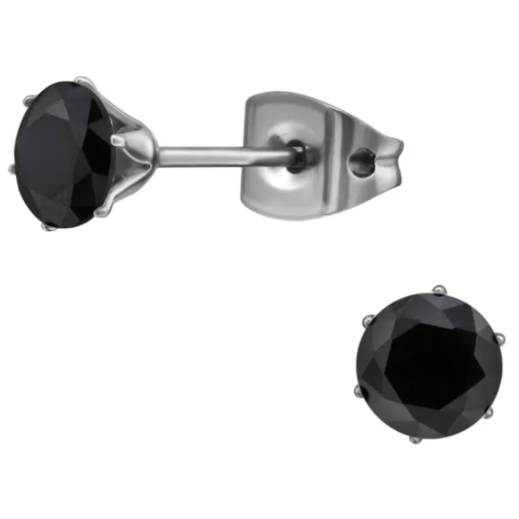 5 mm svarta zirkon örhängestift i titan - Little Ones