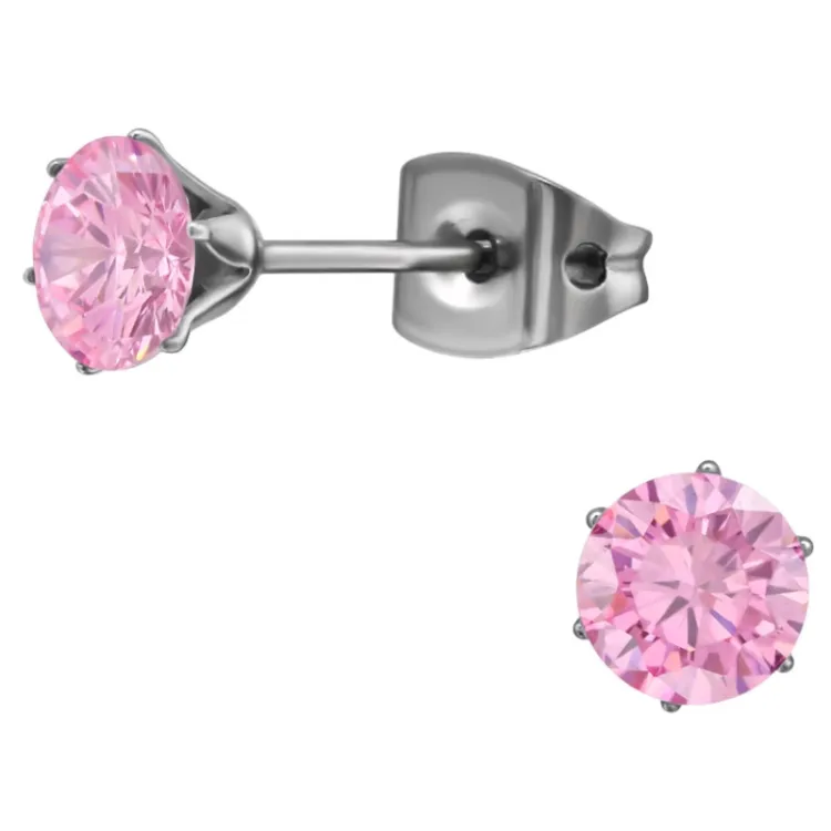 5 mm rosa zirkon örhängestift i titan - Little Ones