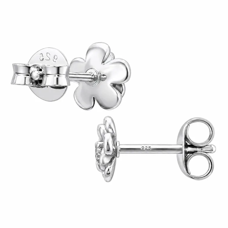 blommor lab grown diamant örhängestift i silver med lab grown diamant 