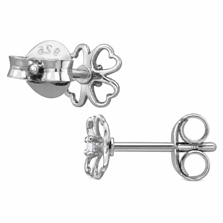 blommor örhängestift i rhodinerat silver med lab grown diamant 