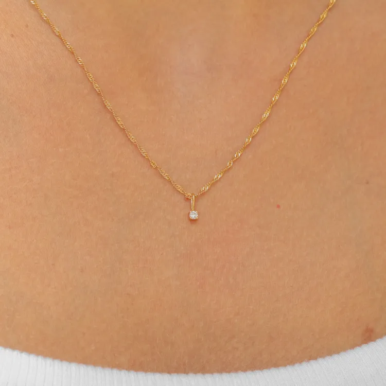 lab grown diamant hängen med halskedja i 925 carat förgyllt silver 0,035 ct