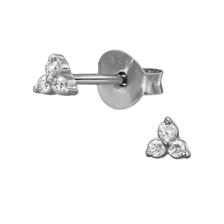 trekantigt lab grown diamant örhängestift i silver med lab grown diamant 