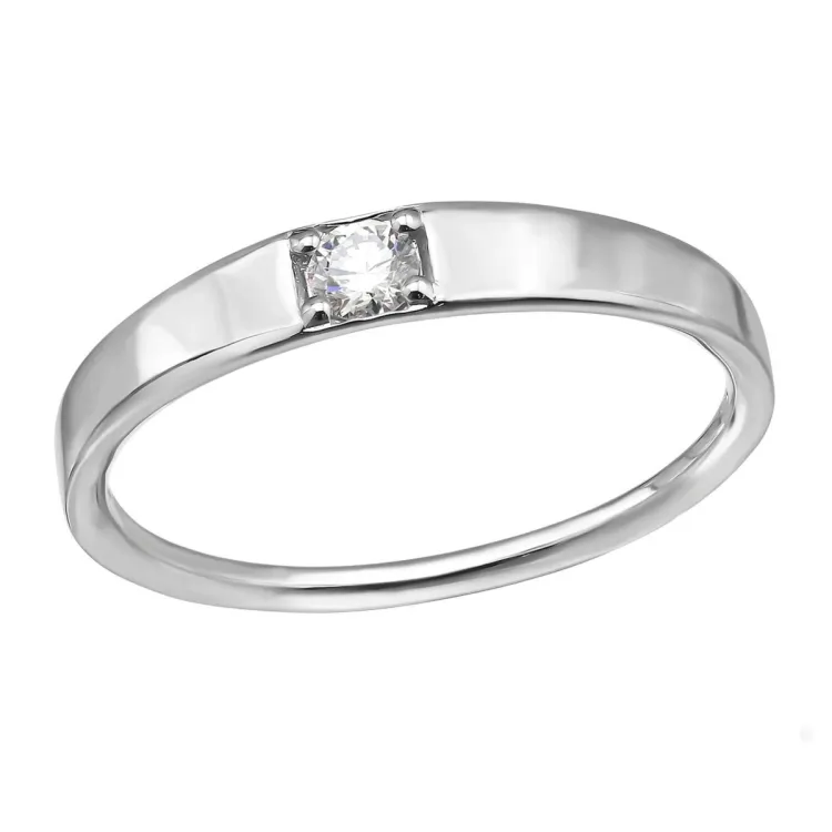 lab grown diamant solitärring i rhodinerat silver