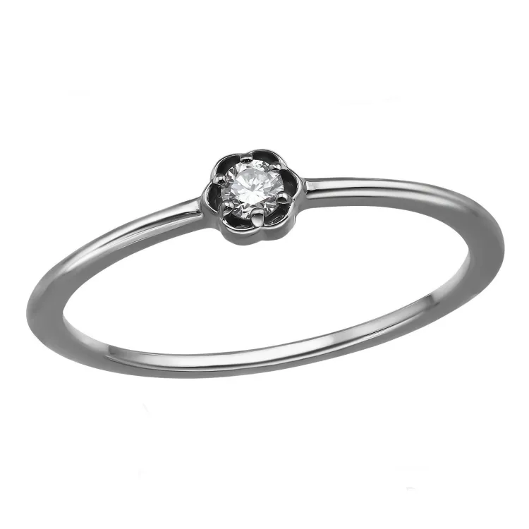 blommor lab grown diamant ring i rhodinerat silver