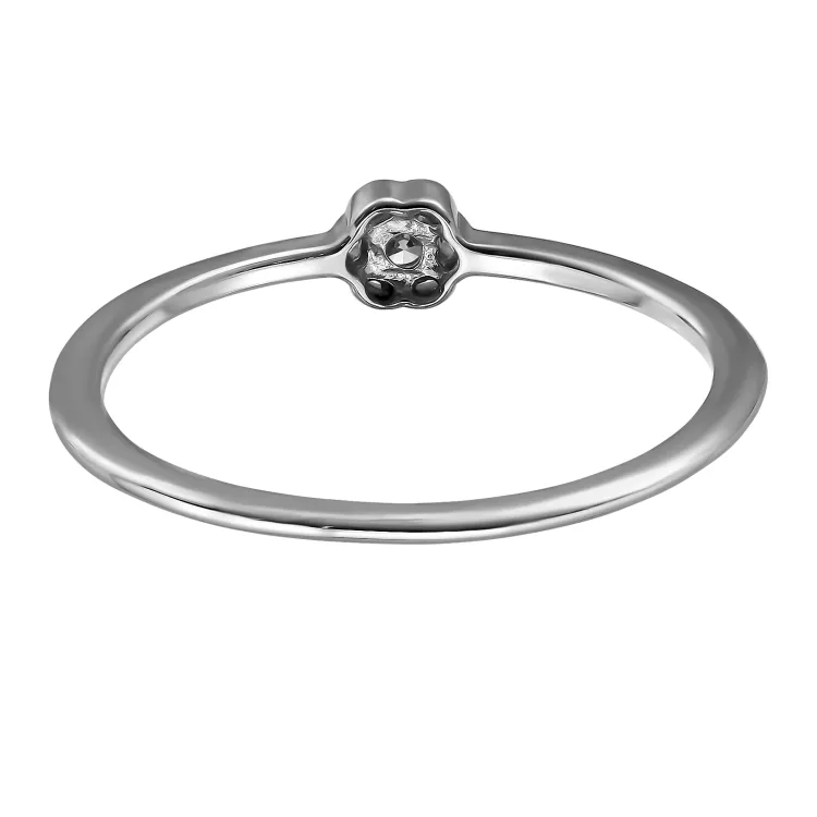 blommor lab grown diamant ring i rhodinerat silver