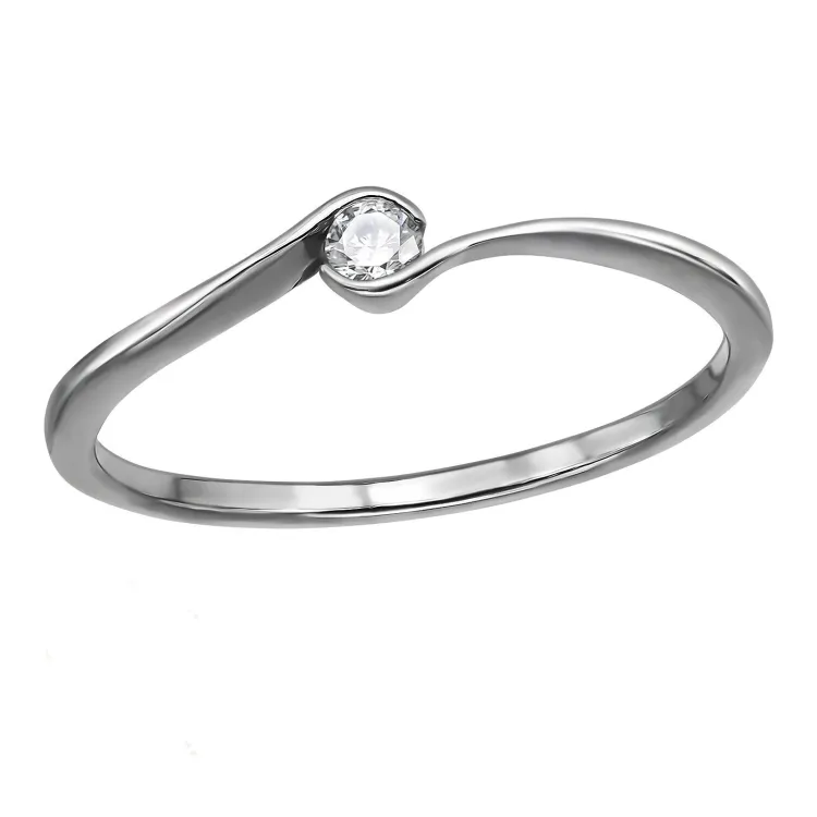 lab grown diamant solitärring i rhodinerat silver