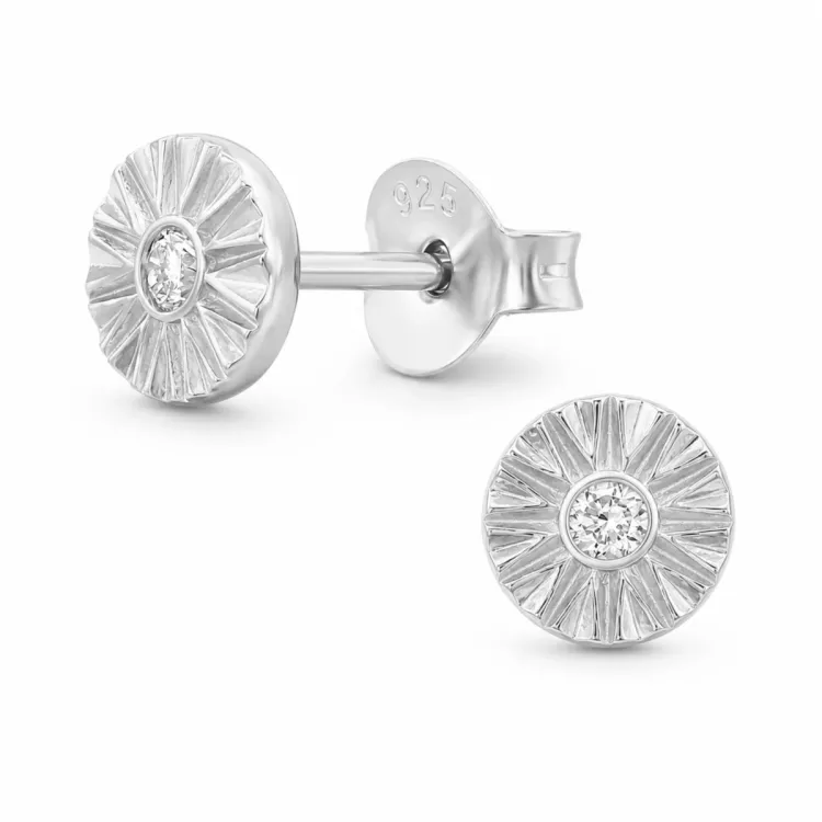 sol örhängen i rhodinerat silver med lab grown diamant 