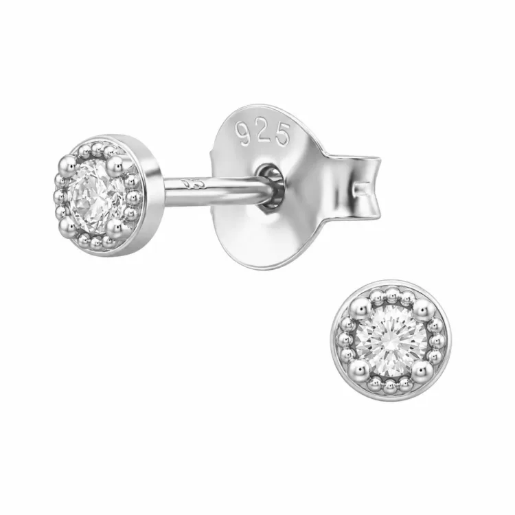 solitäreörhängestift i rhodinerat silver med lab grown diamant 