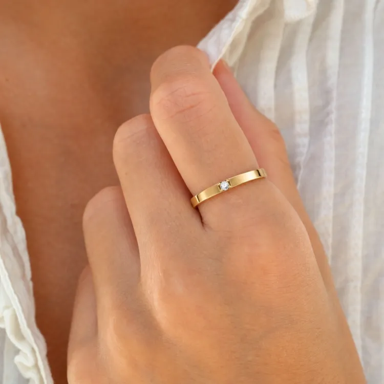 lab grown diamant alliancring i förgyllt silver