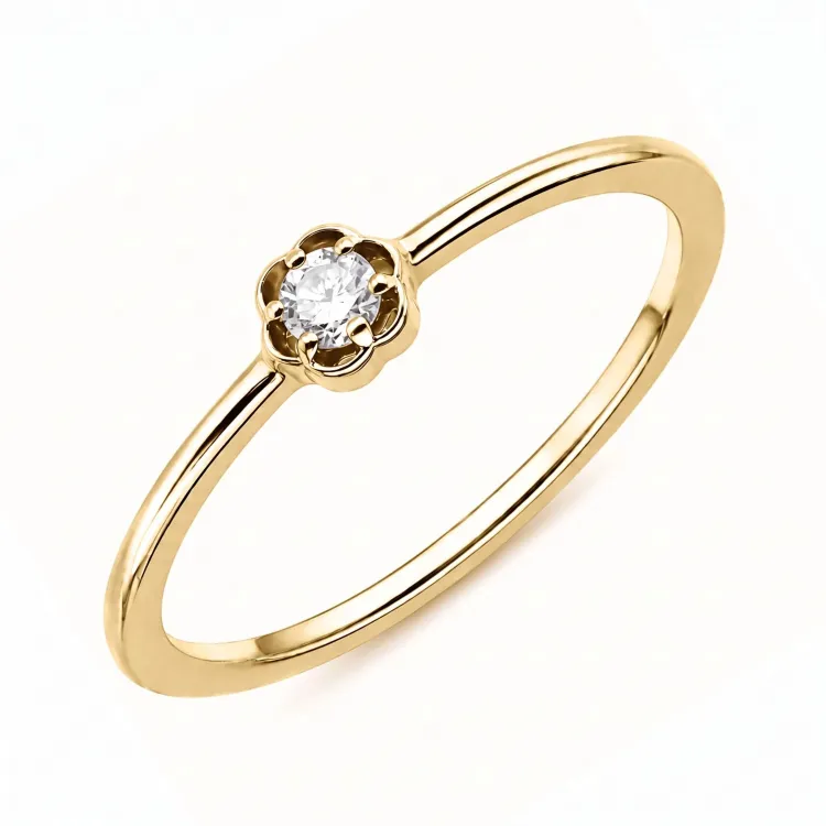 blommor lab grown diamant ring i förgyllt silver